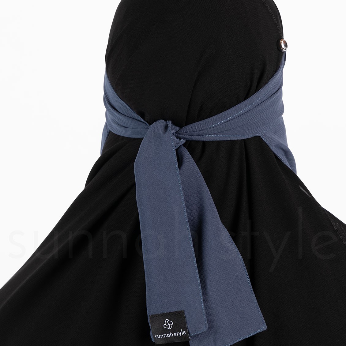 Sunnah Style Long One Layer Niqab Steel Blue